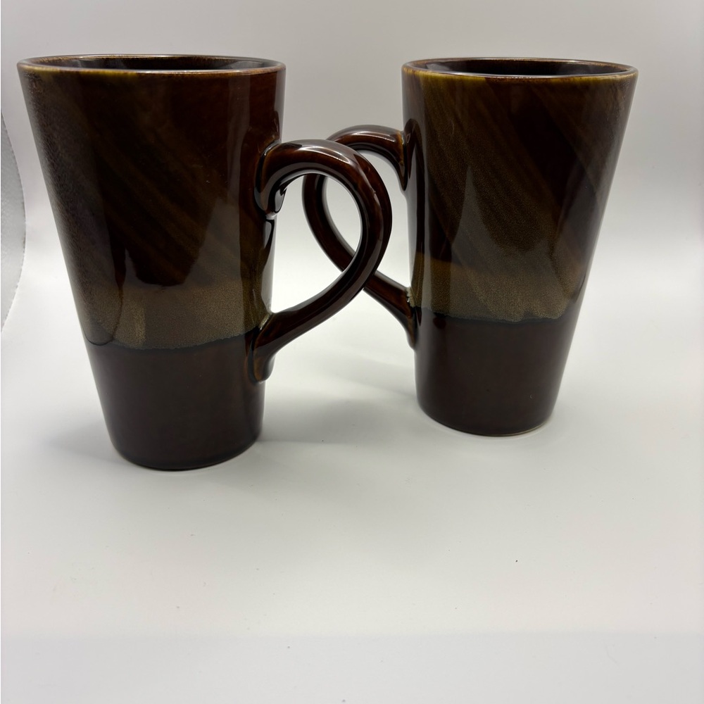 Set of 2 Sakura Port of Call Tortoise Shell Tall Coffee Mugs - Picture 2 of 4